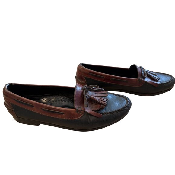 Vintage Cole Haan Leather Tassel Loafers Black & Brown Mens main image 5